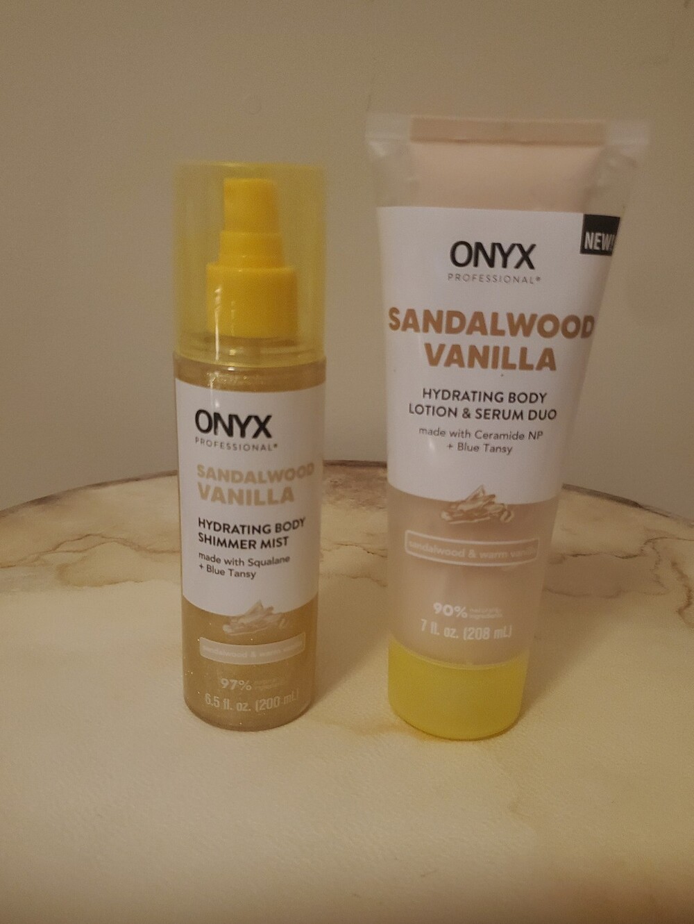 ONYX Sandalwood Vanilla Hydrating Body Set - Yellow & White